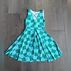 Exotica Off the Grid Silky Reversible Comfort Crop Mini Dress in Blue / Green